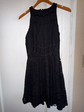 Whimsigoth Mossimo Black Lace Overlay Sleeveless Fit & Flare Mini Dress LBD